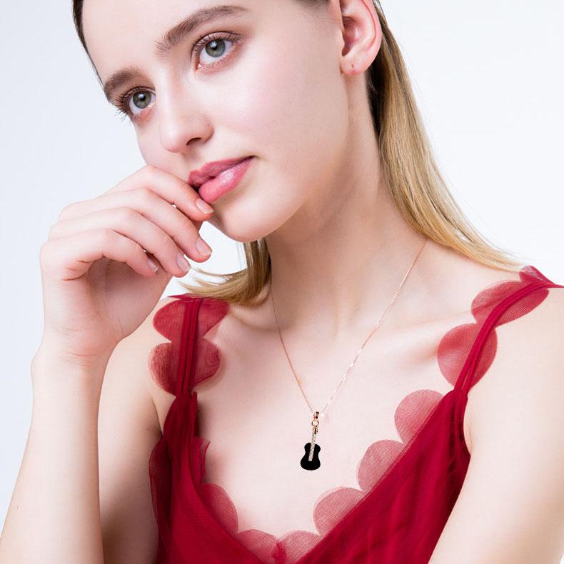 Free - Black Acrylic Music Guitar Necklace
