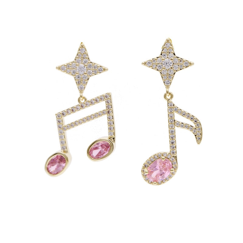 Shinny Music Notes Dangle Earrings