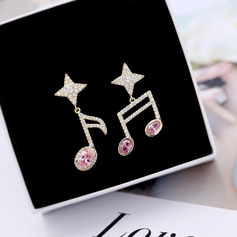 Shinny Music Notes Dangle Earrings