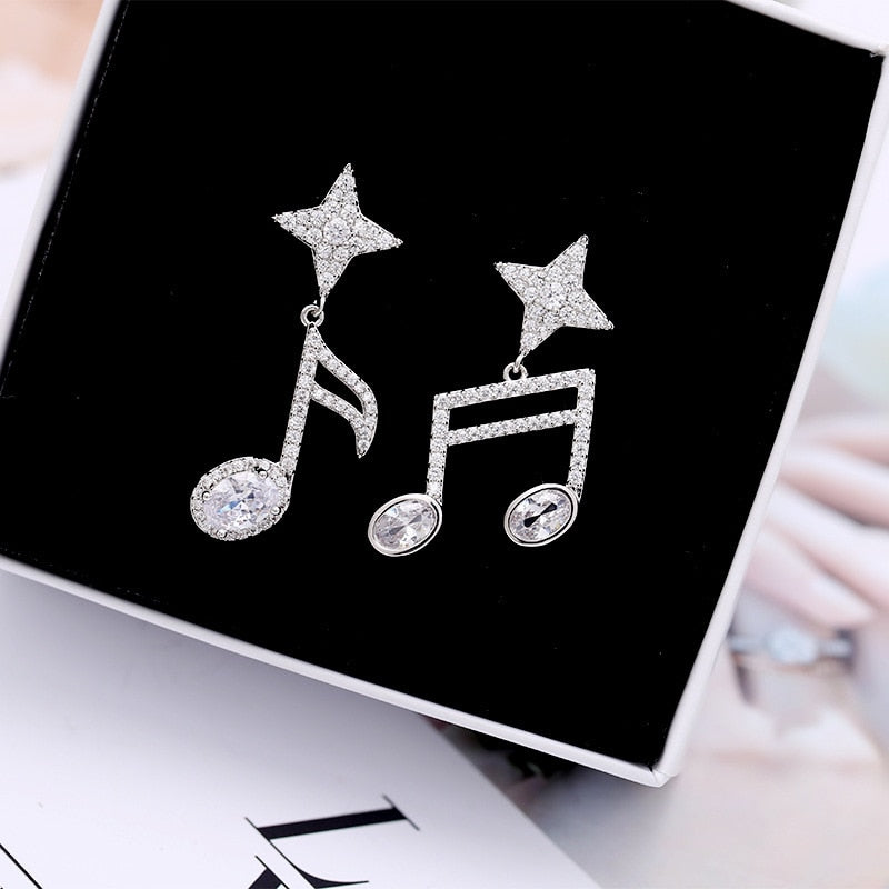 Shinny Music Notes Dangle Earrings