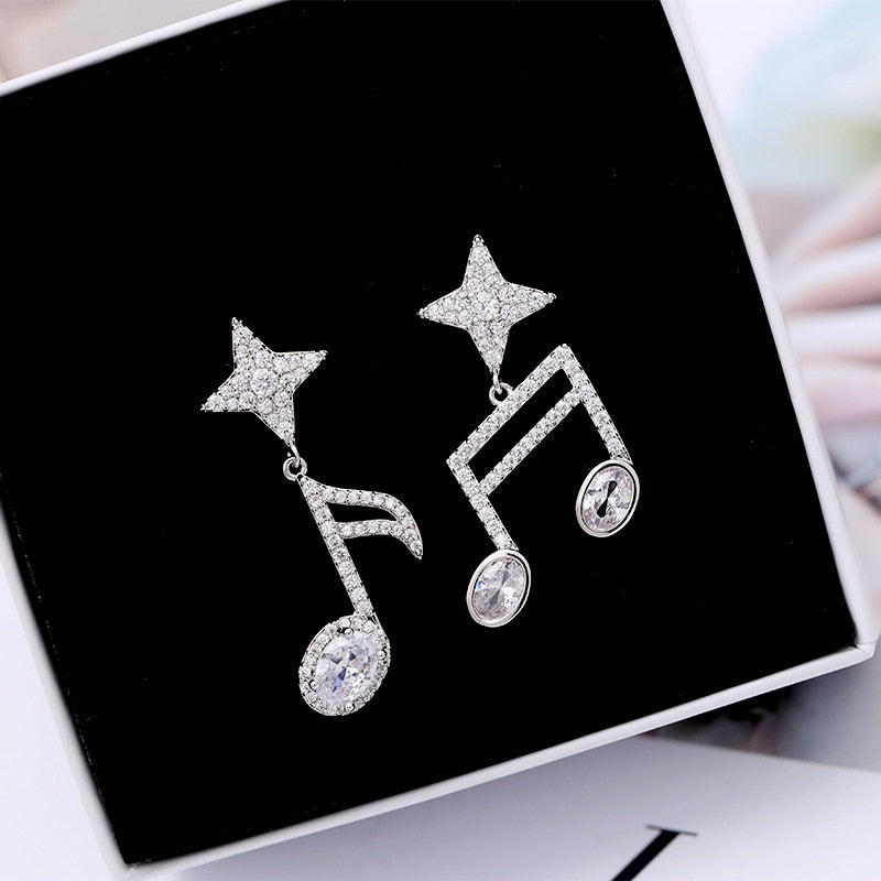 Shinny Music Notes Dangle Earrings