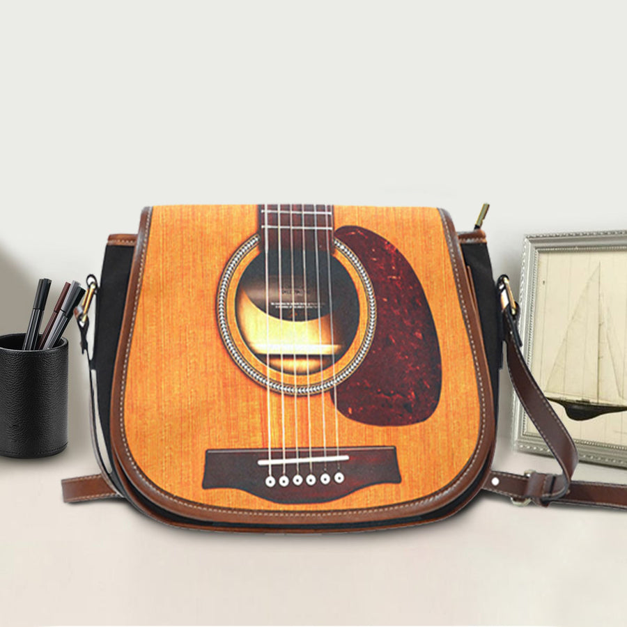 Wooden Guitar Leather Saddle Bag