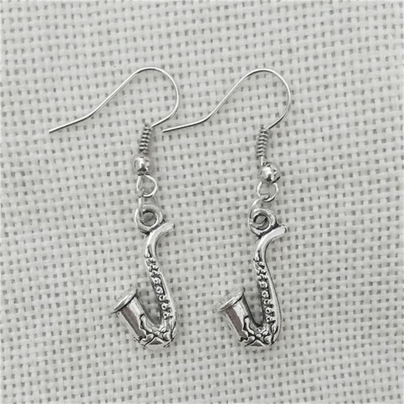 Silver Saxophone Earrings