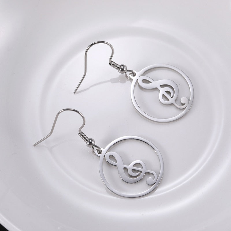 Music In Circle Earrings