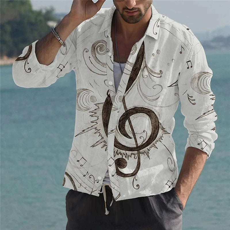 Music Guitar Print Shirt
