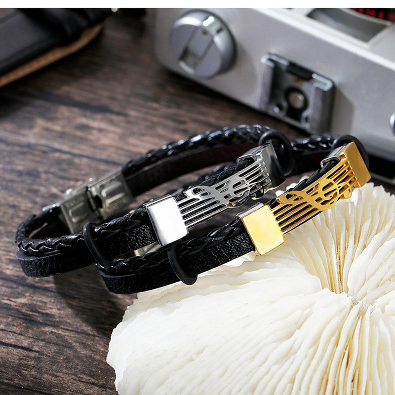Treble Clef Note Leather Bracelet