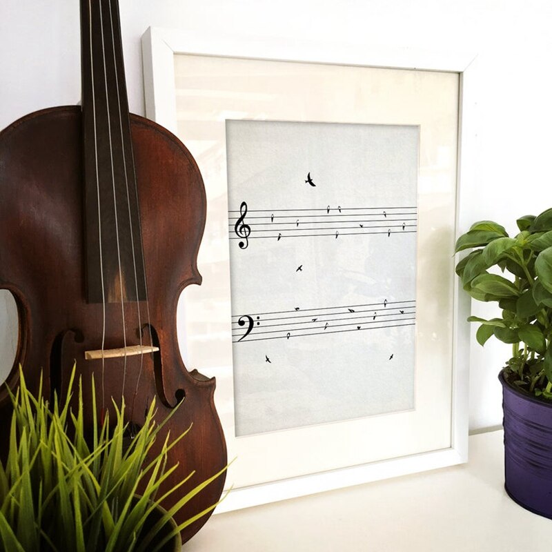 Sheet Music with Birds Canvas Art