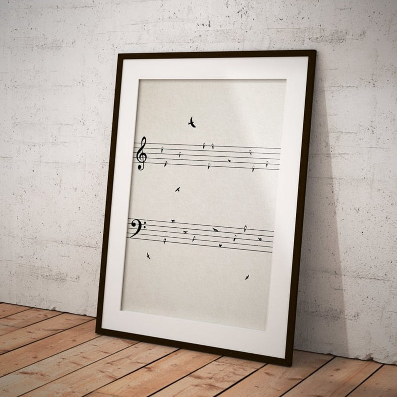 Sheet Music with Birds Canvas Art
