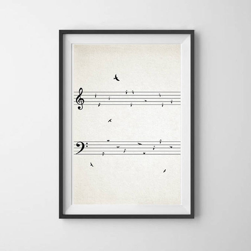 Sheet Music with Birds Canvas Art