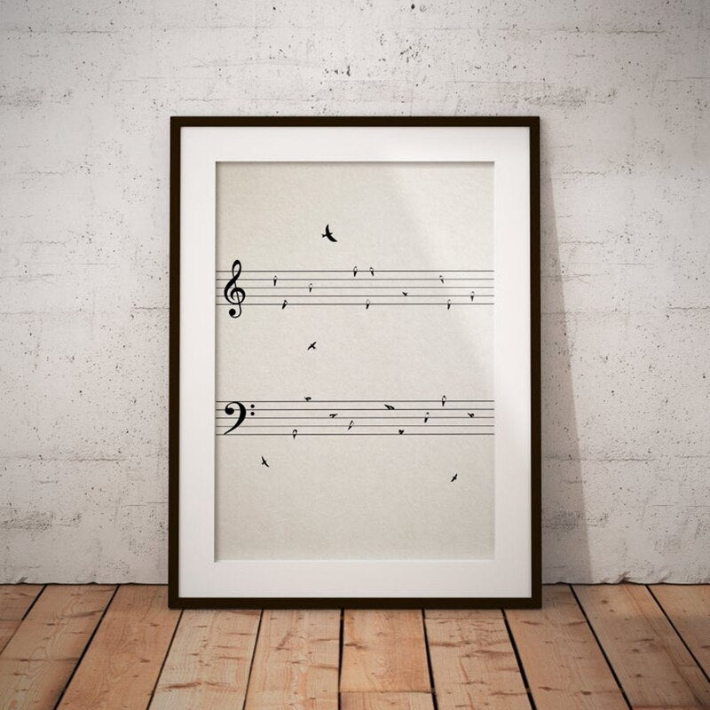Sheet Music with Birds Canvas Art