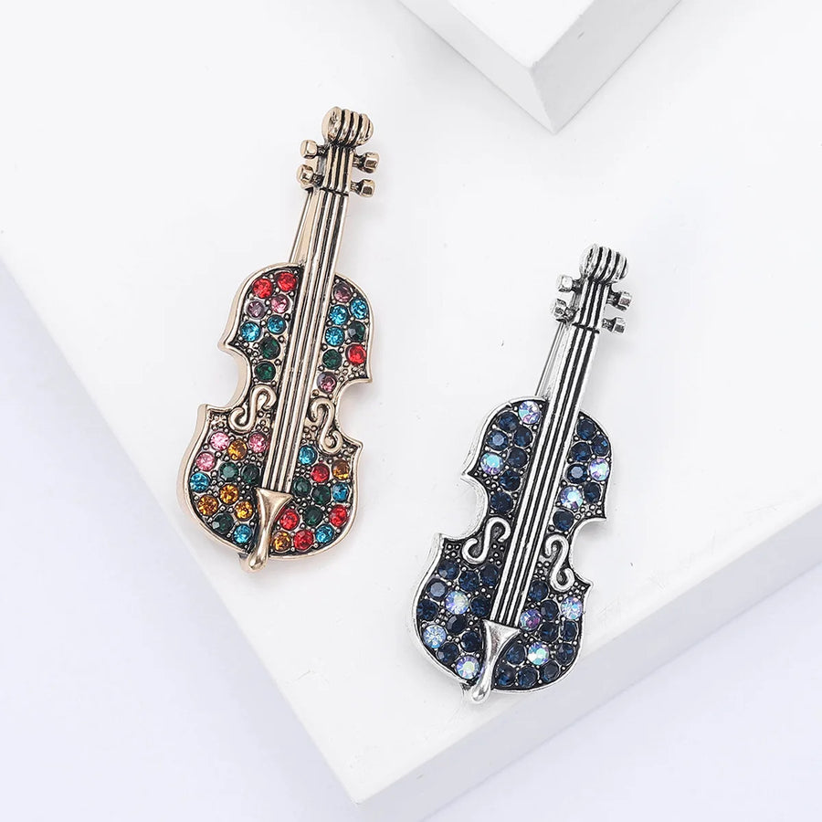 Shiny Violin Brooch Pin