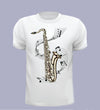 Music Notes Saxophone Print T-shirt