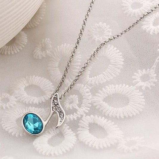 Free - Music Notes Crystal Silver Necklace
