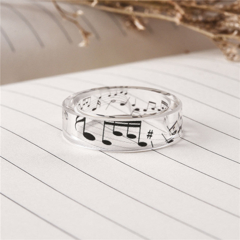 Music Note Ink Painting Ring
