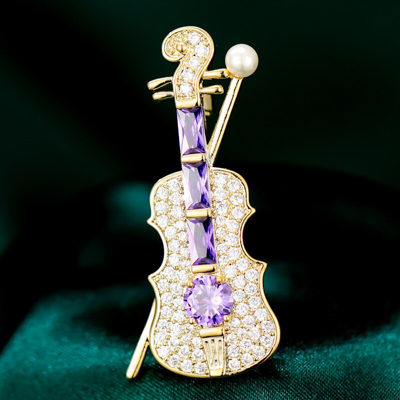 Simple Luxurious Violin Brooch