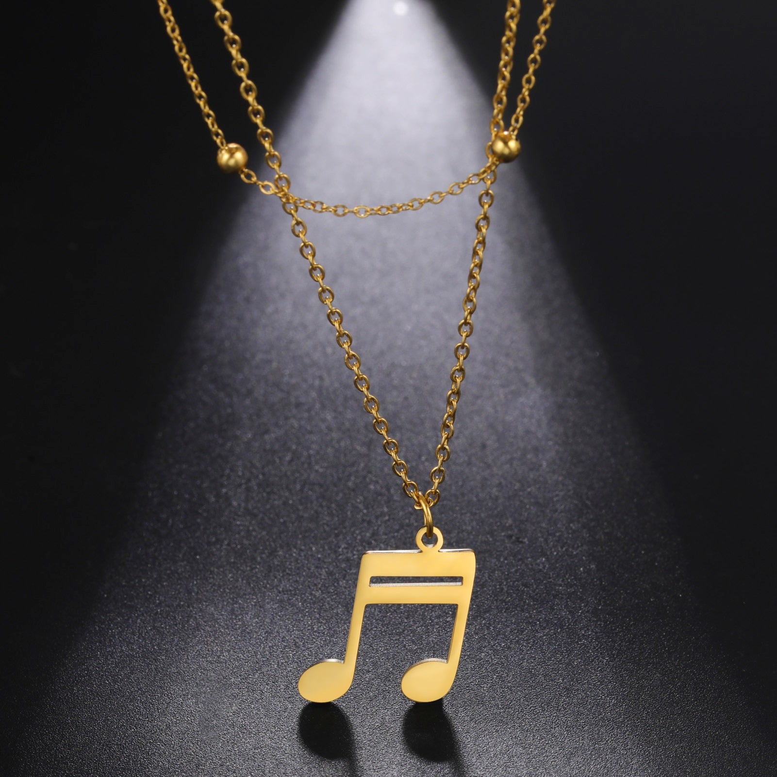 Double Chain Music Note Necklace