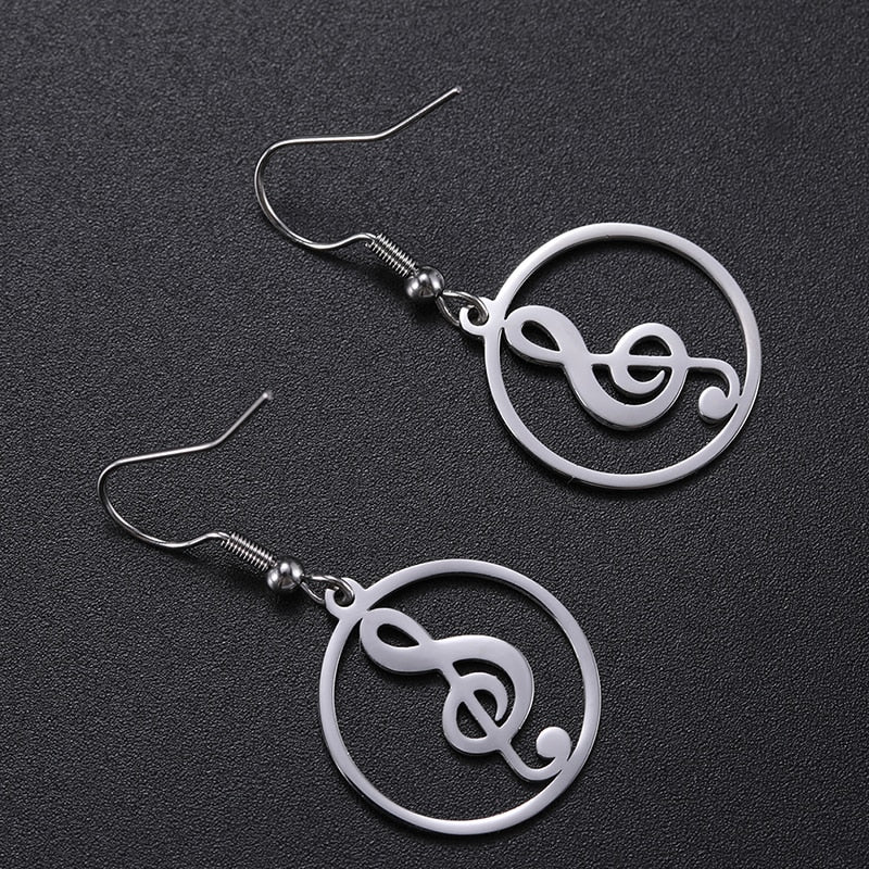Treble Clef Round Earrings