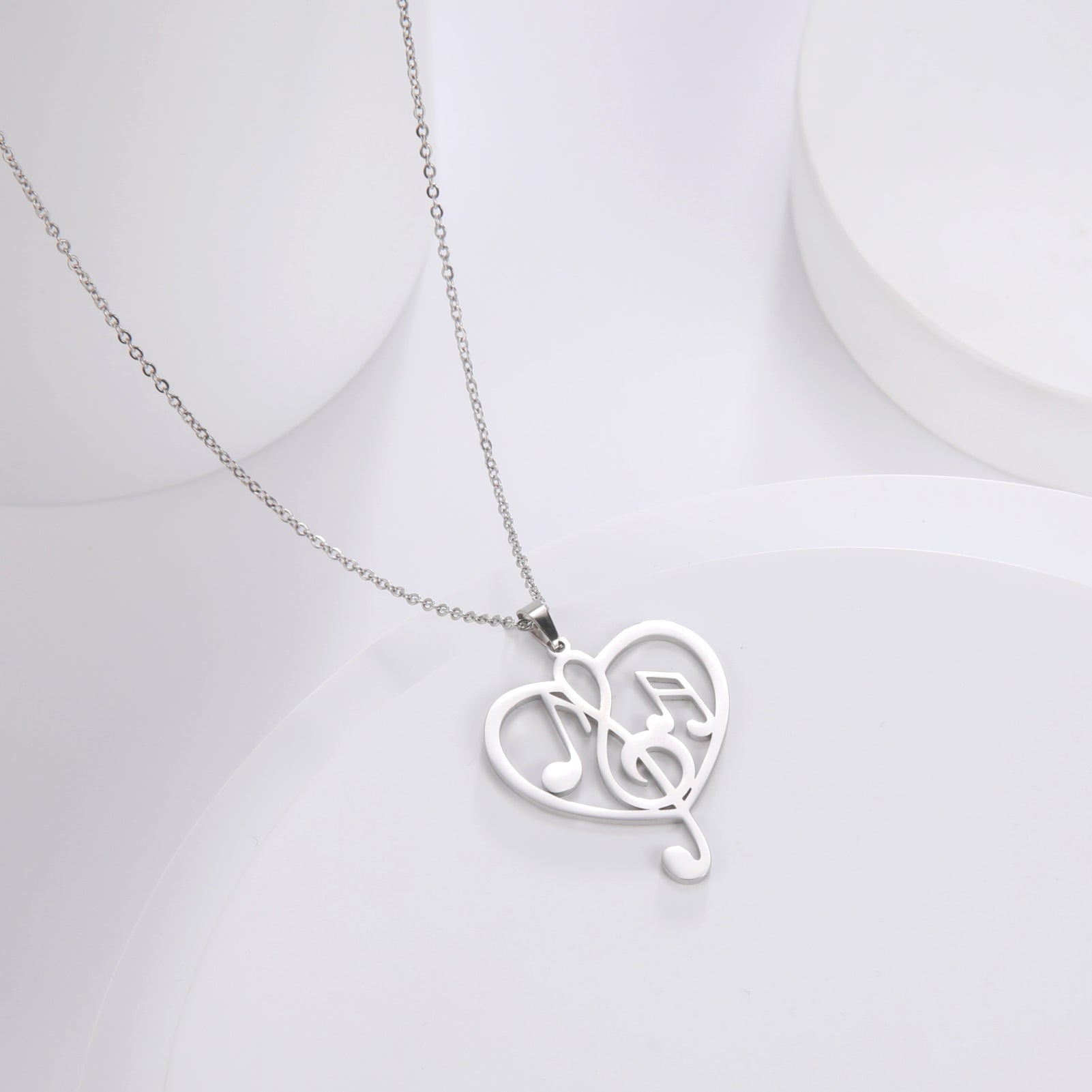 Hollow Heart Music Notes Necklace