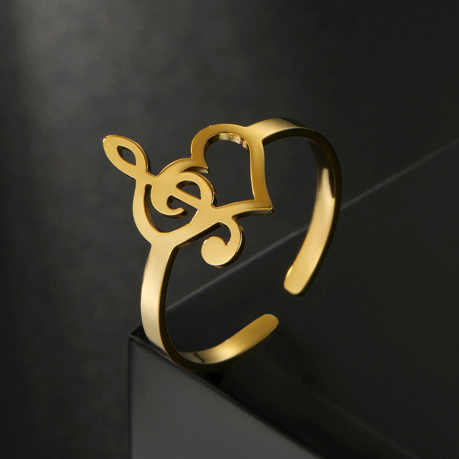 Treble Clef Music Heart Ring
