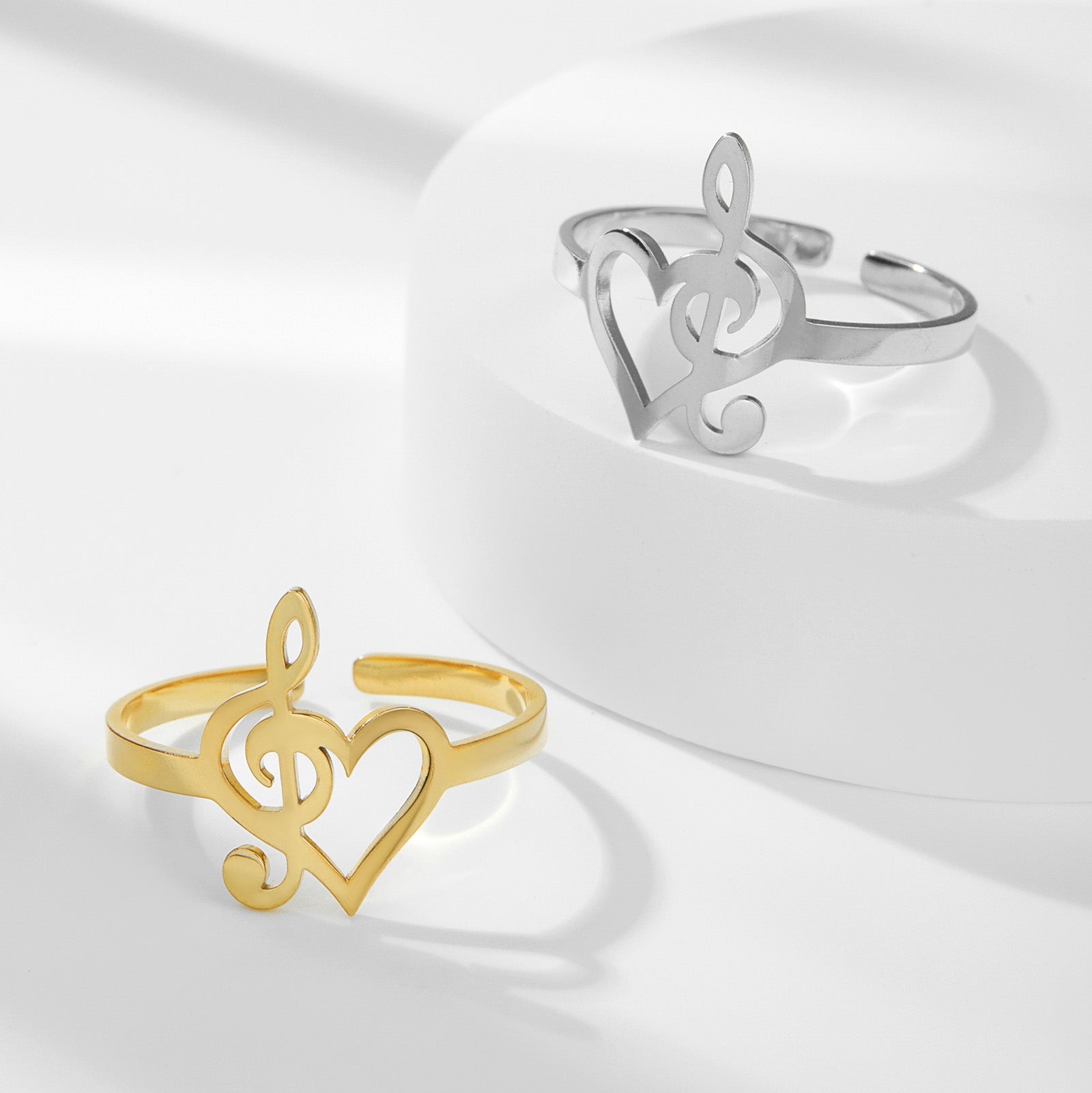 Treble Clef Music Heart Ring
