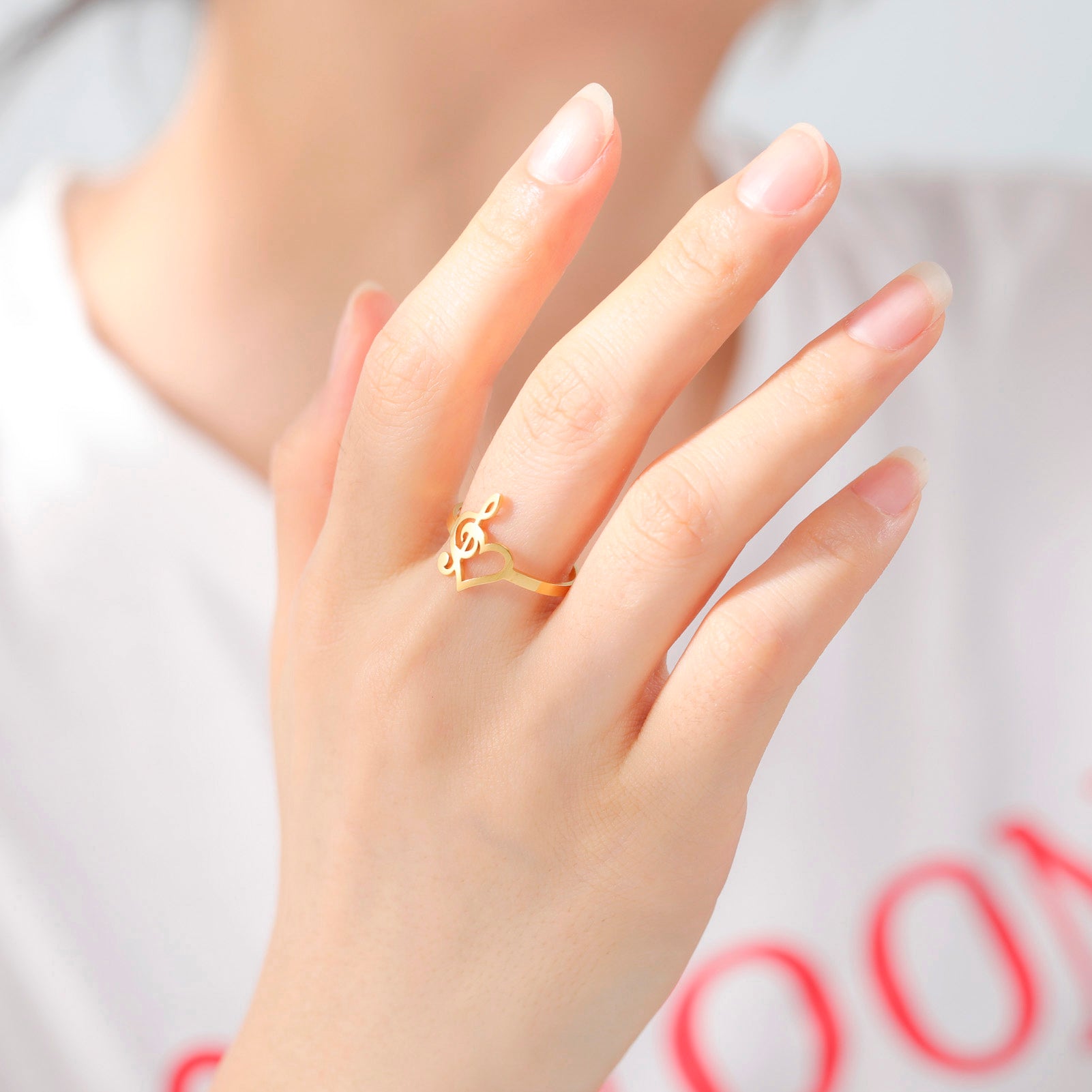 Treble Clef Music Heart Ring