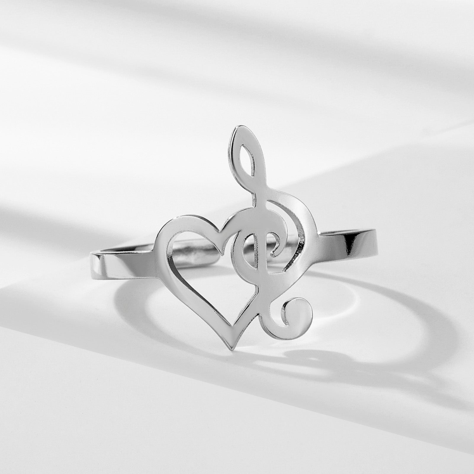 Treble Clef Music Heart Ring
