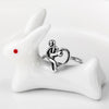 Silver Music Note Heart  Ring