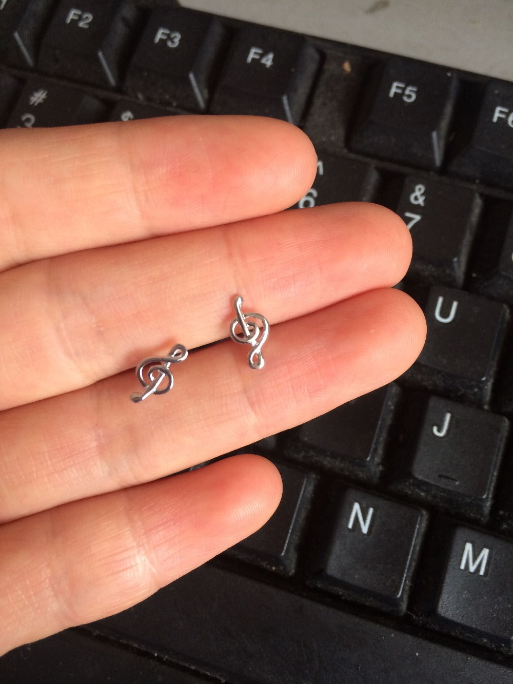 Music Note Sterling Silver Earrings