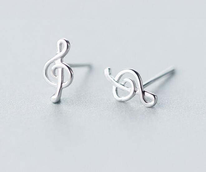 Music Note Sterling Silver Earrings