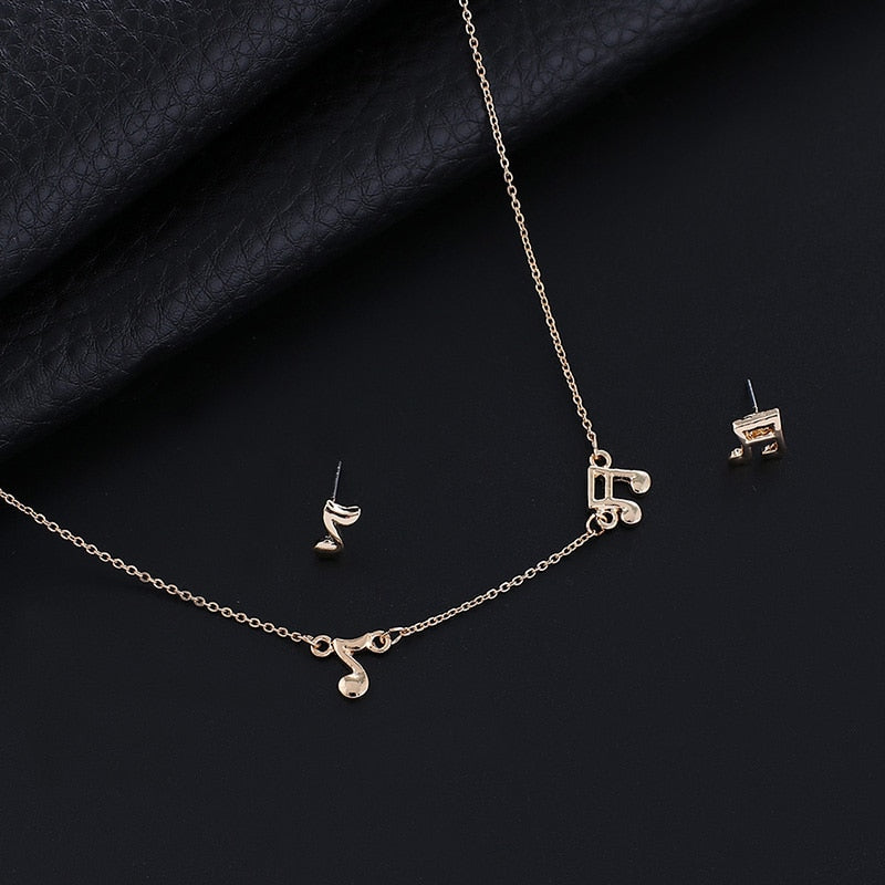 Music Notes Earrings & Necklace Set