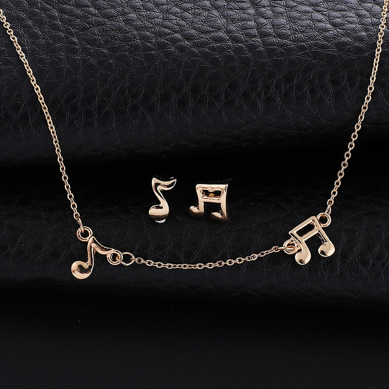 Music Notes Earrings & Necklace Set