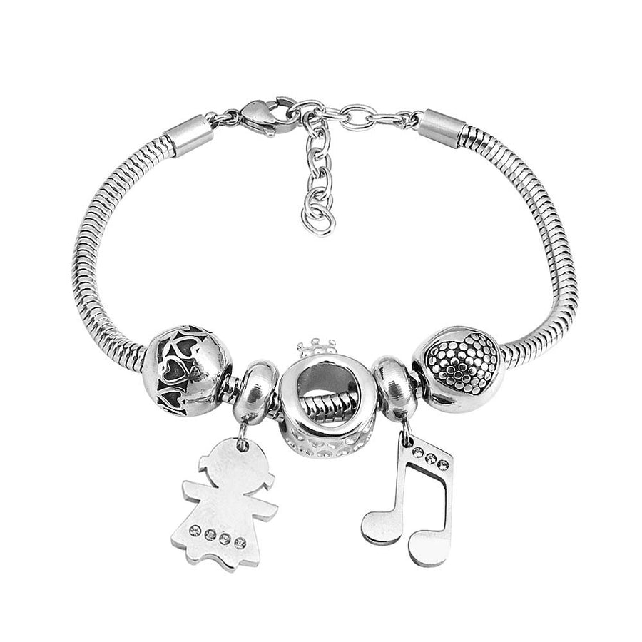Music Note Silver Charm Bracelet