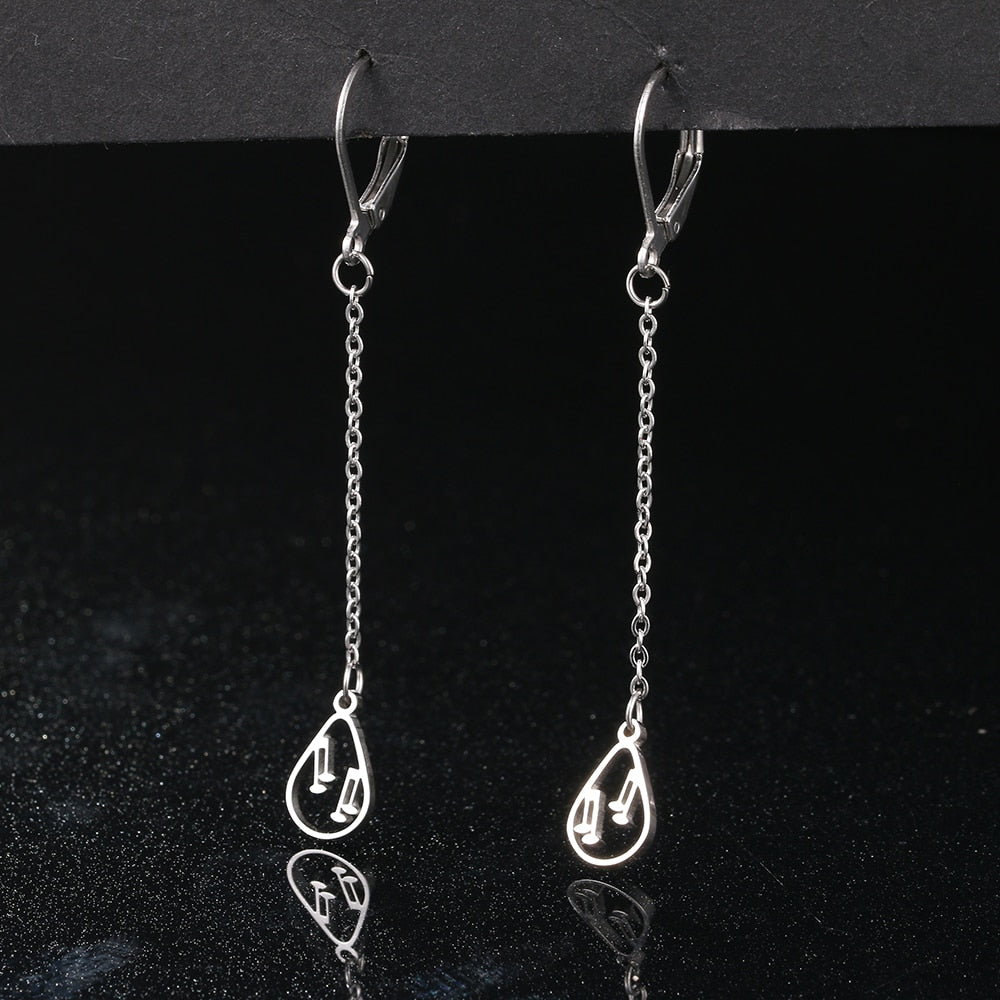 Music Notes Long Tassel Earrings