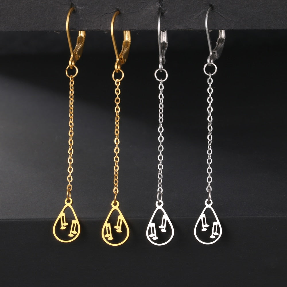 Music Notes Long Tassel Earrings