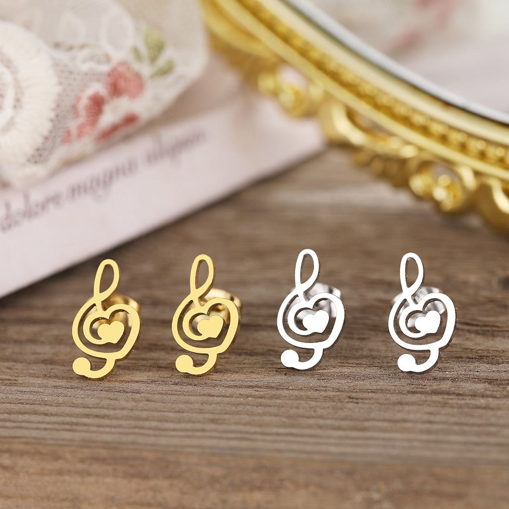 Music Treble Clef Heart Earrings