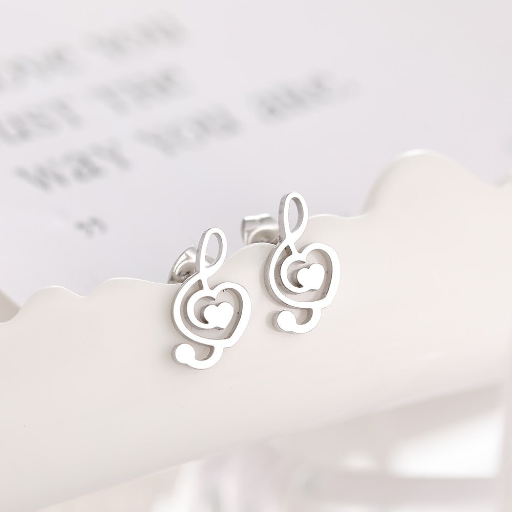 Music Treble Clef Heart Earrings