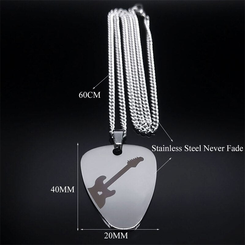 Electric Guitar Pick Pendant Necklace