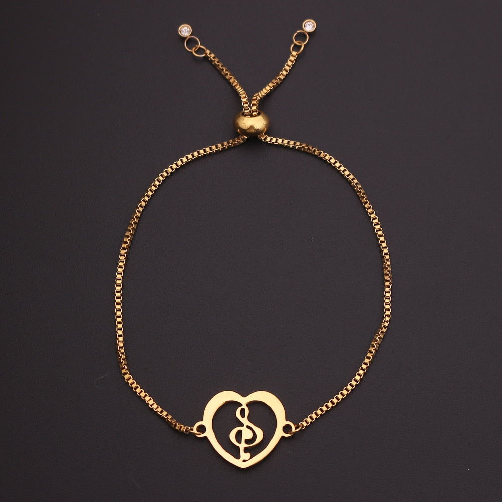 Golden Heart Treble Clef Bracelet