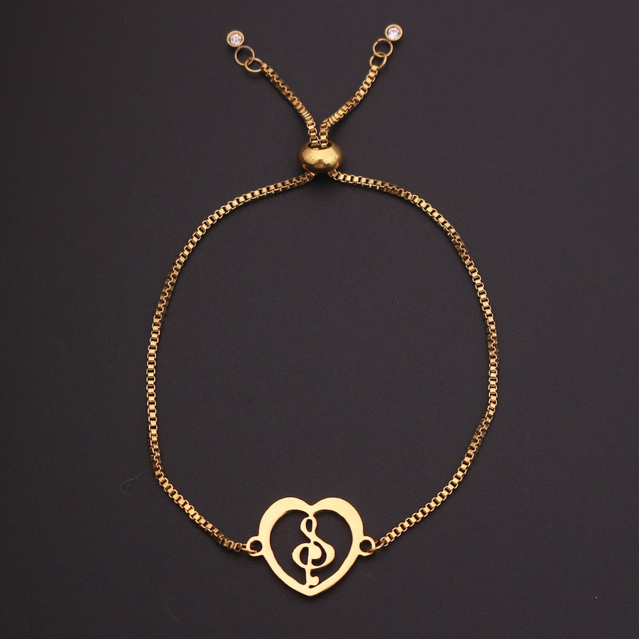 Golden Heart Treble Clef Bracelet