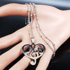 Music Notes Silver Heart Necklace