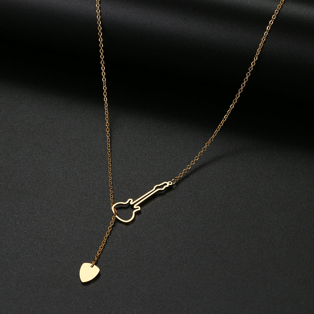 Hollow Guitar & Pick Necklace