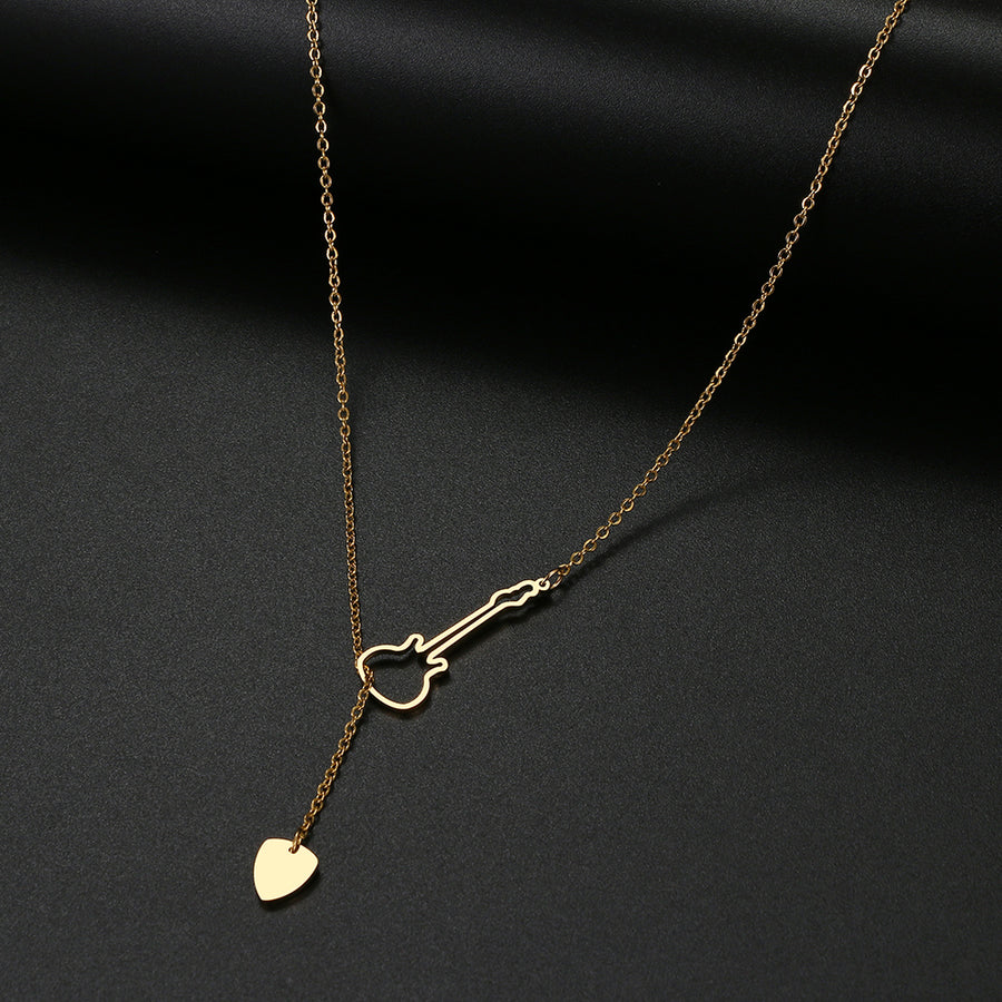 Hollow Guitar & Pick Necklace