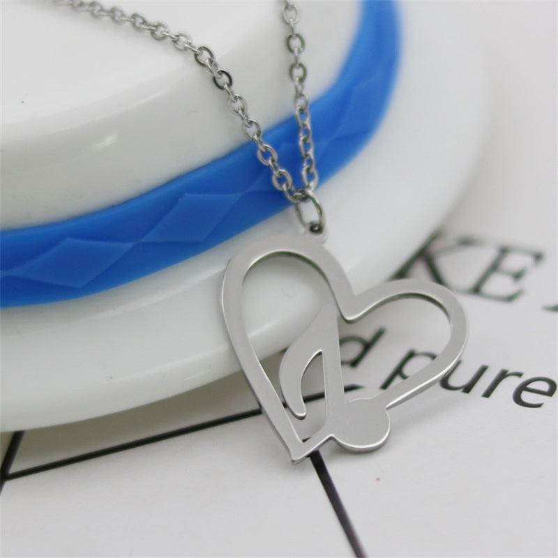 Free - Music Note Heart Pendant Necklace