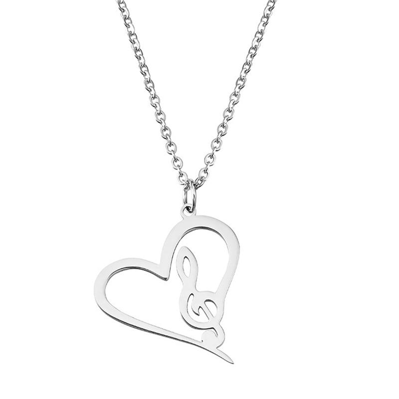 Music Note Heart Pendant Necklace