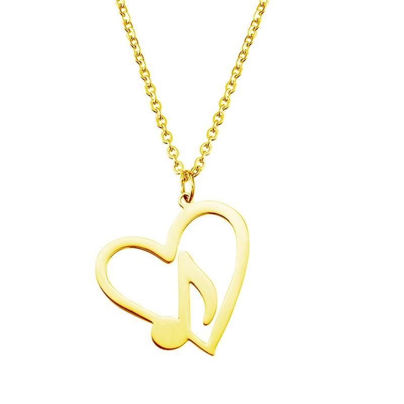 Music Note Heart Pendant Necklace