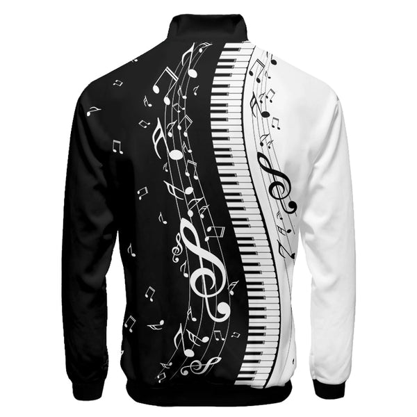Music Piano Keys Collar Jacket - Artistic Pod