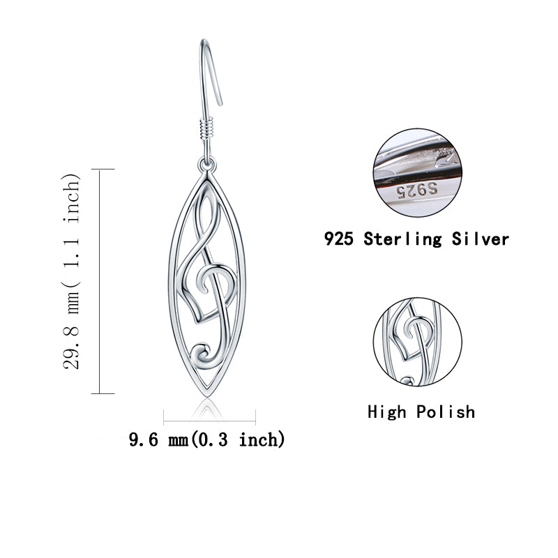 Leaf Music Notes Drop Earrings