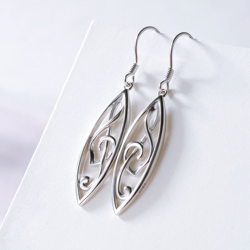 Leaf Music Notes Drop Earrings