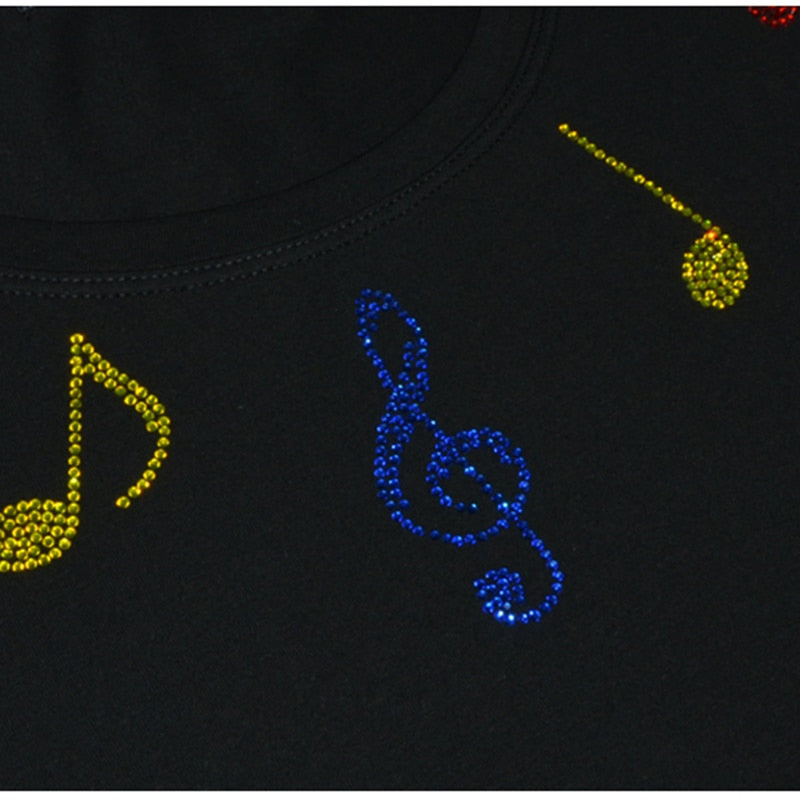 Music Print Crystal T-Shirt