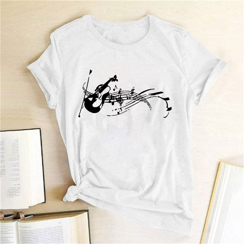 White Music Notes T-Shirt